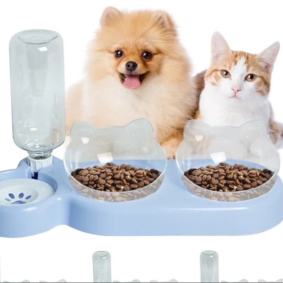 🌺HP🌈 Dog cat pet food water bowl 3 in 1 set feeder automatic water bottle Bear - Picture 10 of 10